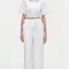 Discount - Olly Double Waistband Pant - White Pants
