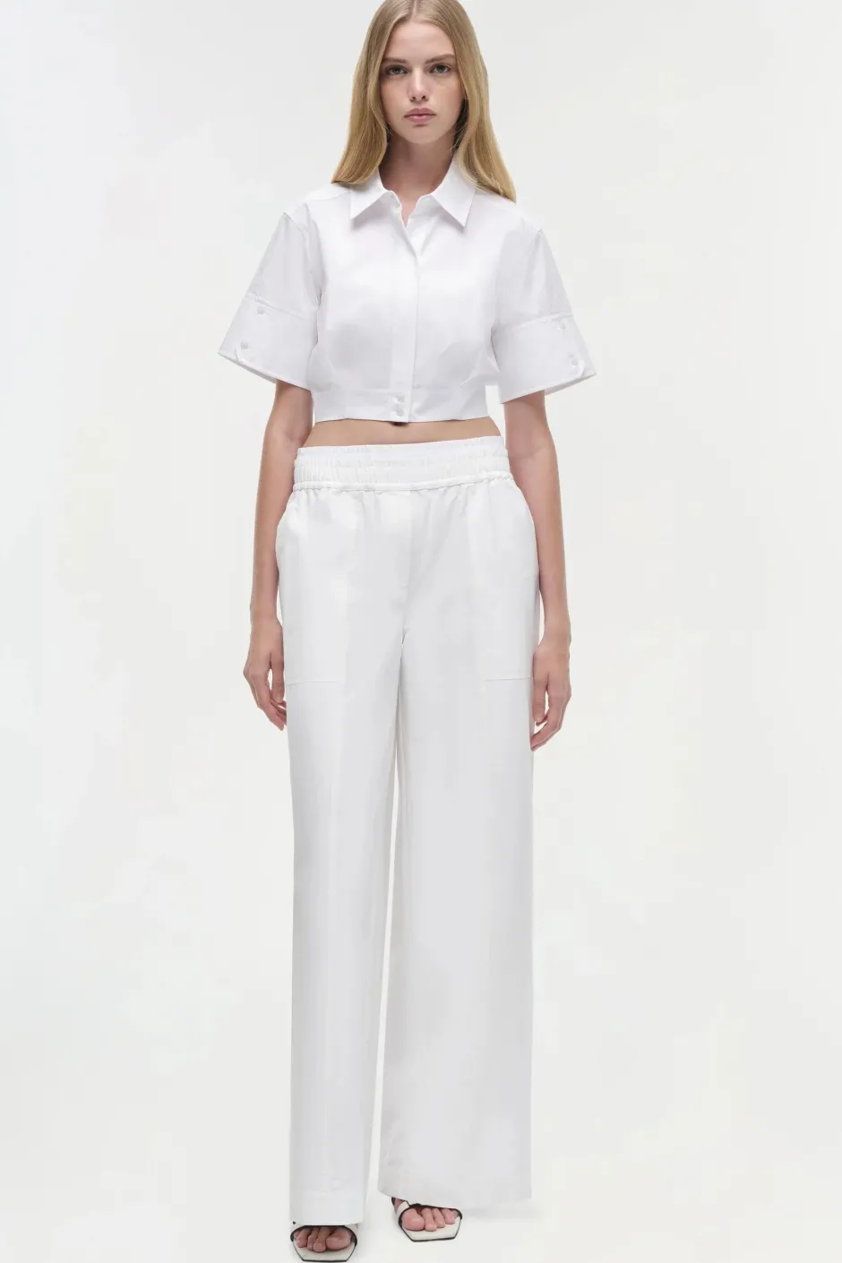 Discount - Olly Double Waistband Pant - White Pants