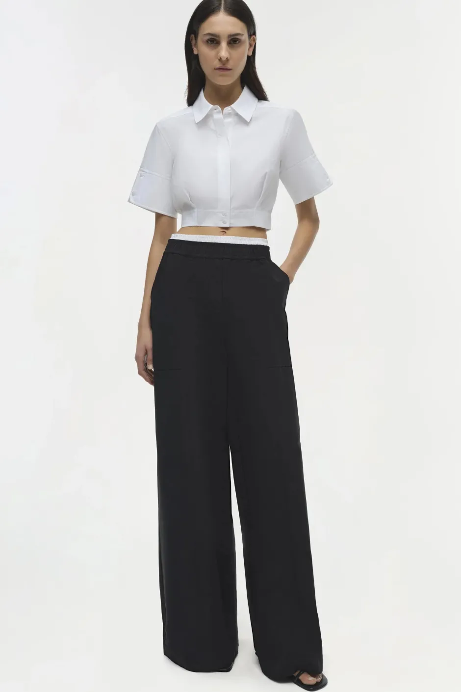 New - Olly Double Waistband Pant - Black Multi Pants
