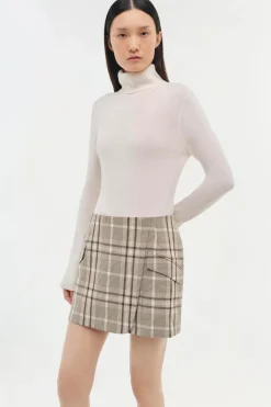 New - Payton Skirt - Sand Plaid Mini Skirts