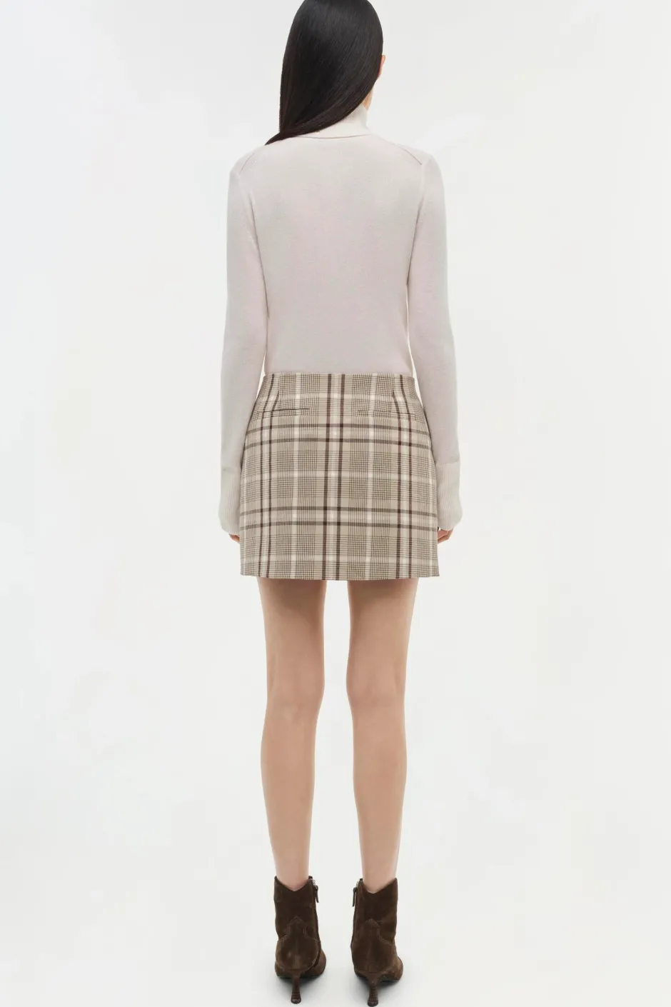 New - Payton Skirt - Sand Plaid Mini Skirts