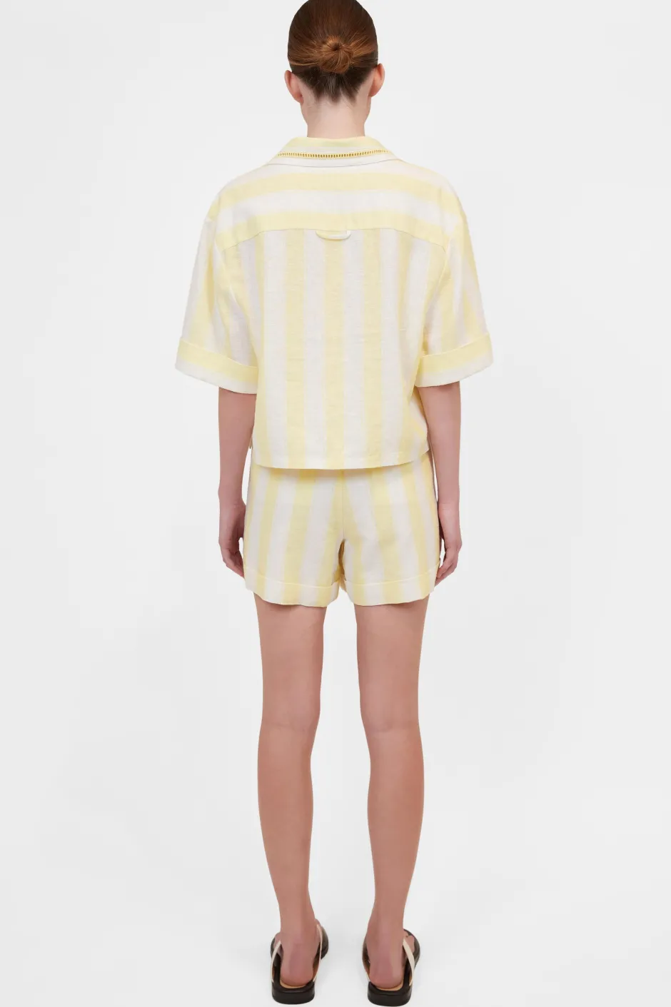Clearance - Sonny Elasticated Shorts - Lemon Stripe Crop Tops