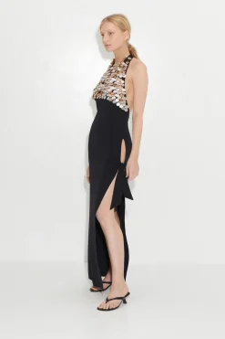 Hot - Junjo Embellished Knit Dress - Black/Pearl Dresses | Long Dresses