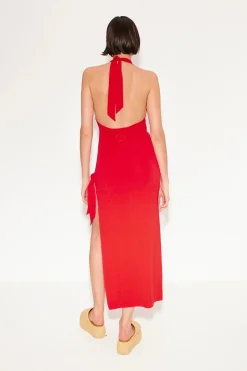 New - Junjo Knit Dress - Retro Red Dresses | Midi