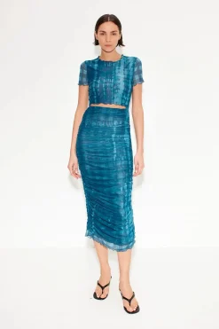 Sale - Mesh Dress - Ink gingham shibori combo Dresses | Midi