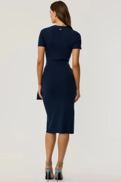 Best - Agnes Tie Front Dress - Navy Midi | Midi Dresses