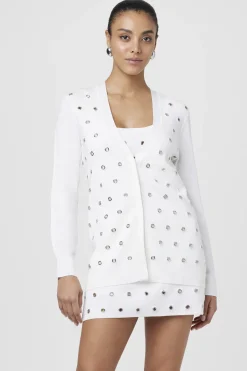 Best - Kristina Grommet V-Neck Cardigan - Optic Sweaters & Knits