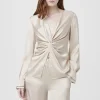 Outlet - Lauren Long Sleeve Blouse - Champagne Blouses