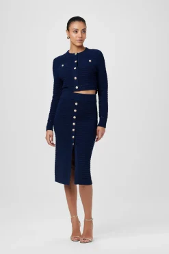 Clearance - Miller Pointelle Cardigan - Navy Sweaters & Knits
