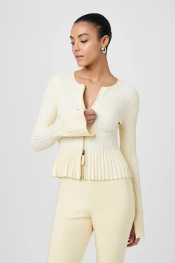 Hot - Priscilla Zip Front Cardigan - Butter/Optic Sweaters & Knits