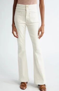 Discount - Beverly Patch Pocket Skinny Flare Jeans - Ecru Flare | High-Rise