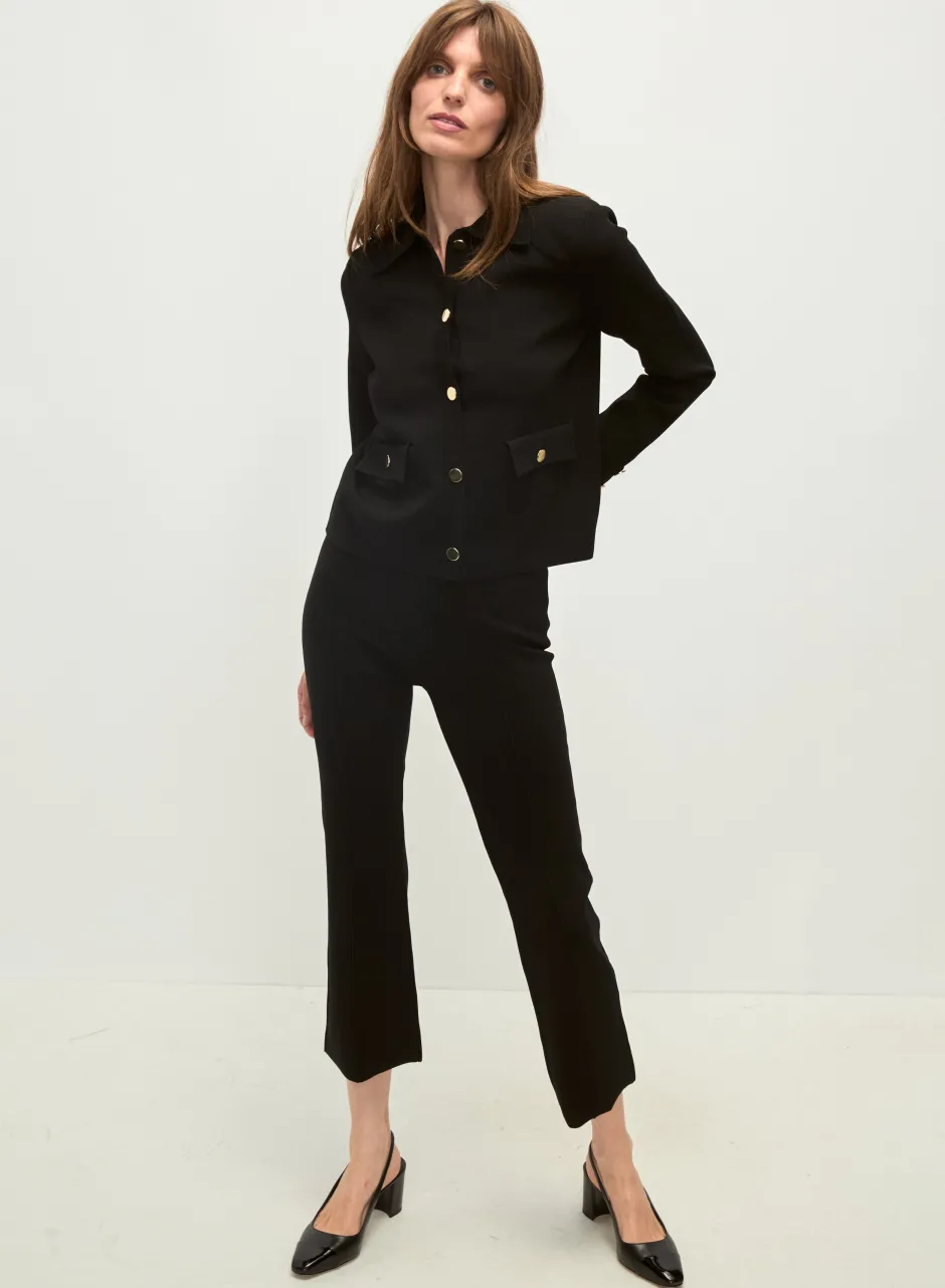 New - Bray Knit High-Rise Crop Pants - Black Pants
