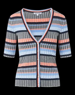 New - Calliope Ribbed Cardigan - Blue Multi Sweaters & Knits