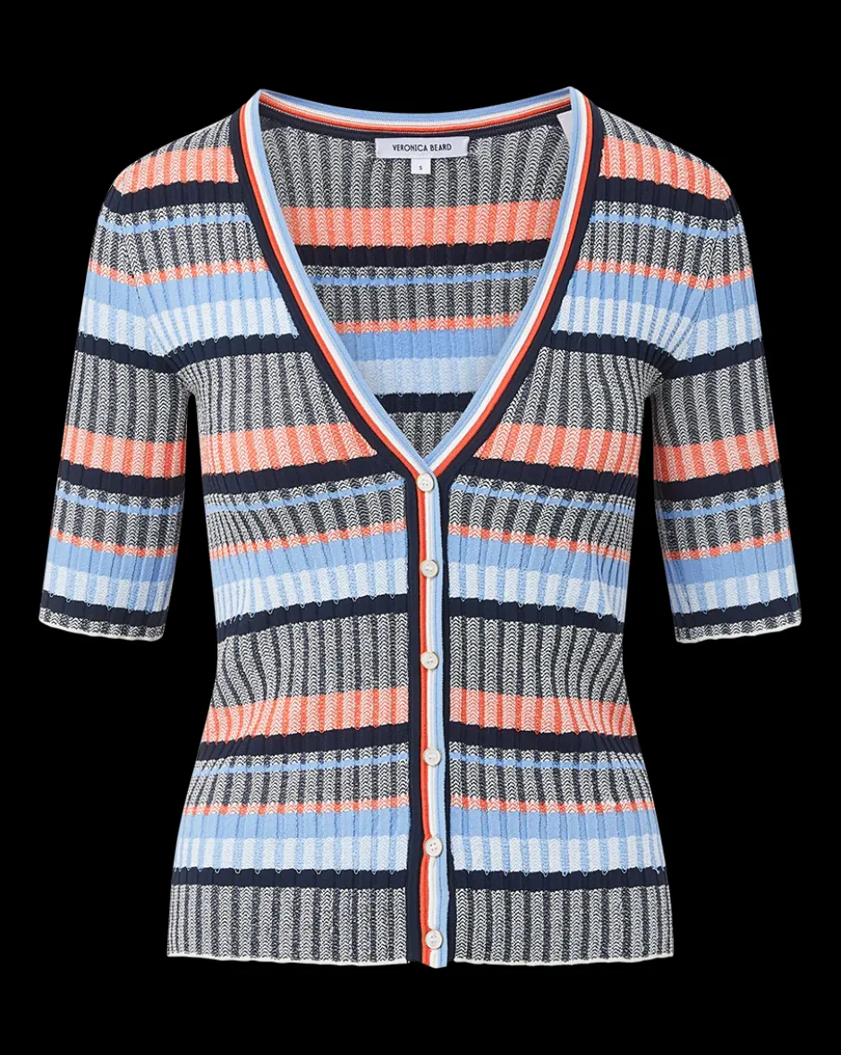 New - Calliope Ribbed Cardigan - Blue Multi Sweaters & Knits