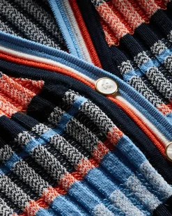 New - Calliope Ribbed Cardigan - Blue Multi Sweaters & Knits