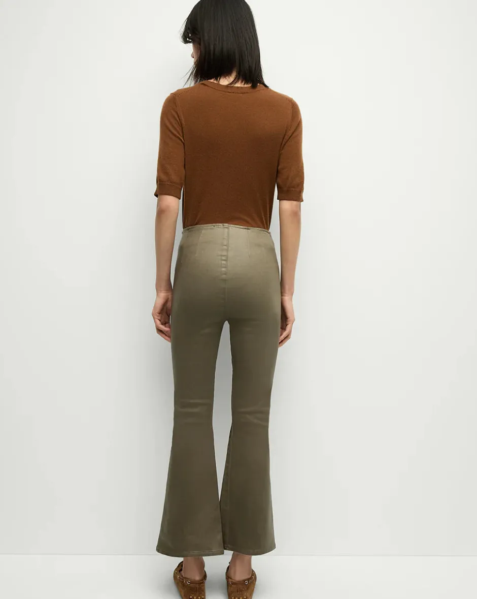 Hot - Carson Coated Off-Duty Kick-Flare Jean - Army High Gloss Flare | Pants