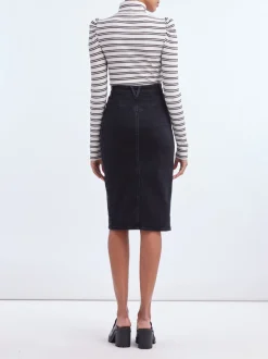 Clearance - Herron Denim Midi Skirt - Washed Onyx Skirts | Long Skirts