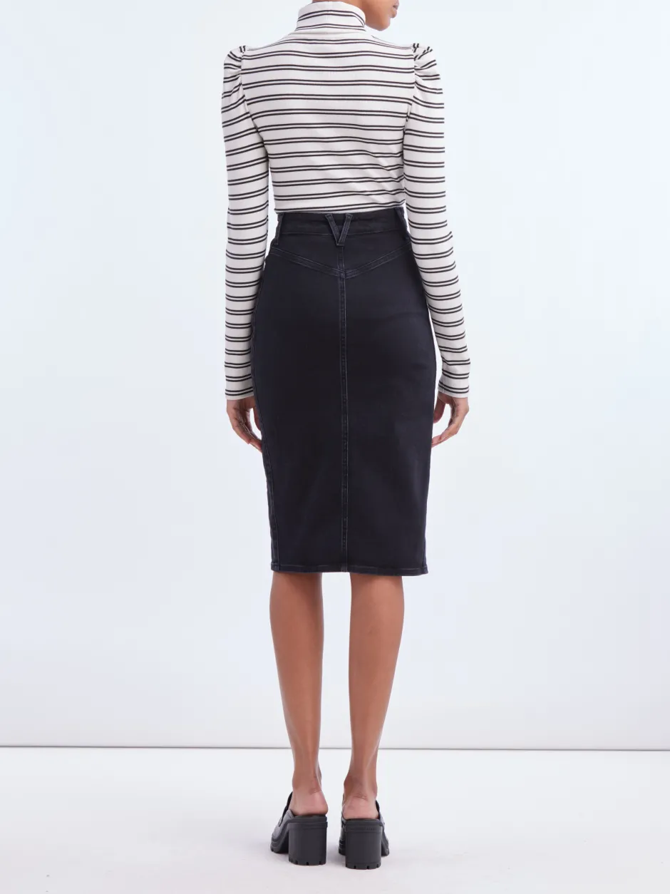 Clearance - Herron Denim Midi Skirt - Washed Onyx Skirts | Long Skirts