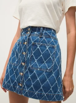 Clearance - Moxy Mini Diamond Skirt - Blue Diamond Mini Skirts