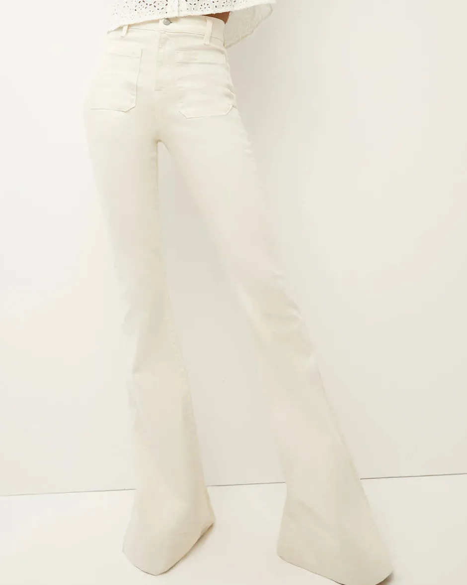Clearance - Sheridan Bell Bottom Jean - Ecru Flare | High-Rise