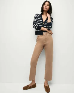 Discount - Solene Cashmere Striped Cardigan - Navy/Ivory Sweaters & Knits