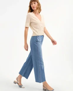 New - Solene Short Sleeve Cashmere Cardigan - Ivory Sweaters & Knits