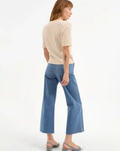 New - Solene Short Sleeve Cashmere Cardigan - Ivory Sweaters & Knits
