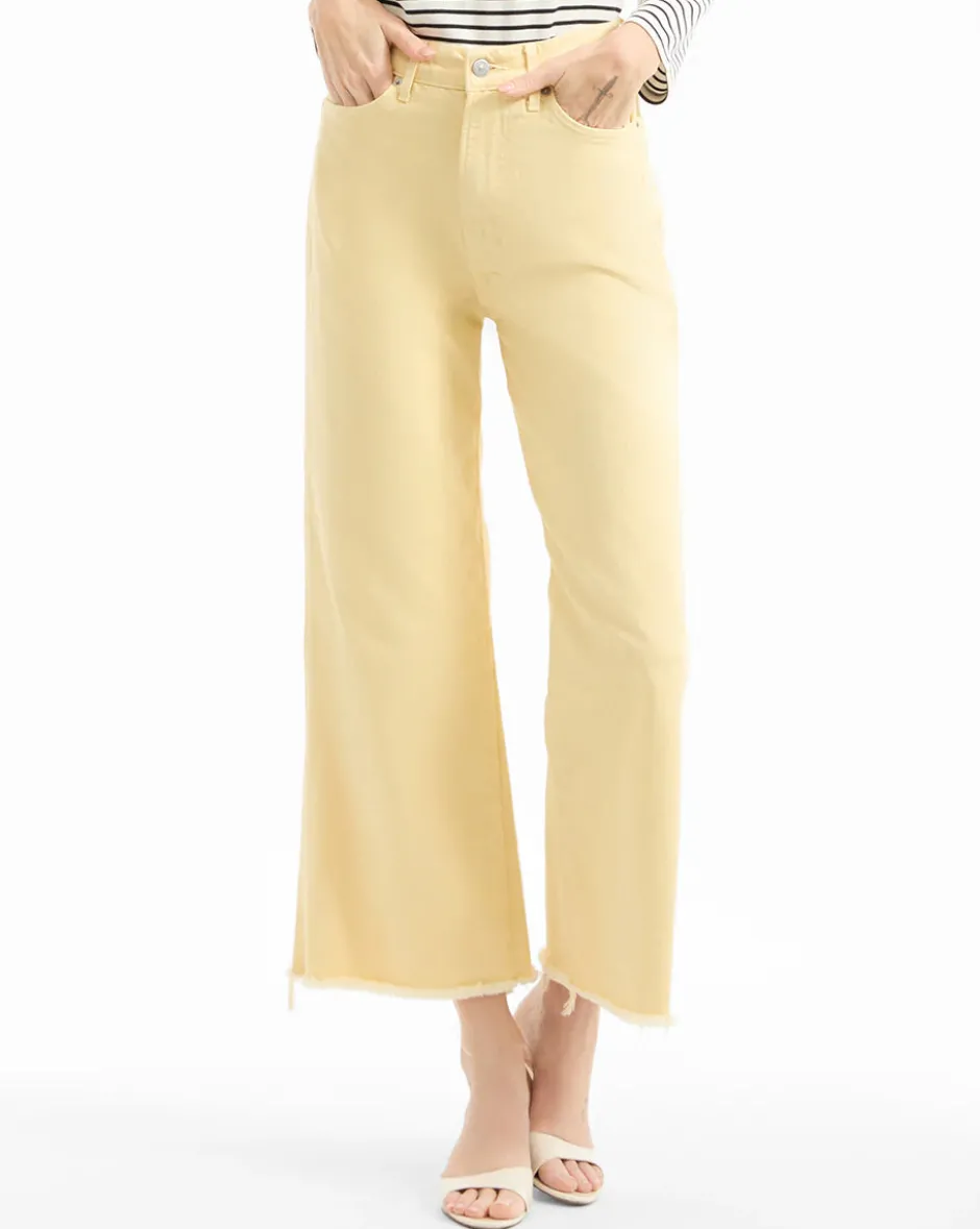 Discount - Taylor Cropped Wide-Leg Jean - Chamomile Denim | All Denim