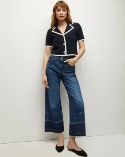 Sale - Taylor Released Hem Cropped Wide Leg Jean - Bright Blue Denim | All Denim
