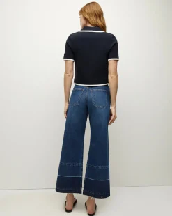 Sale - Taylor Released Hem Cropped Wide Leg Jean - Bright Blue Denim | All Denim