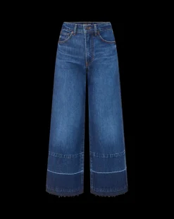Sale - Taylor Released Hem Cropped Wide Leg Jean - Bright Blue Denim | All Denim