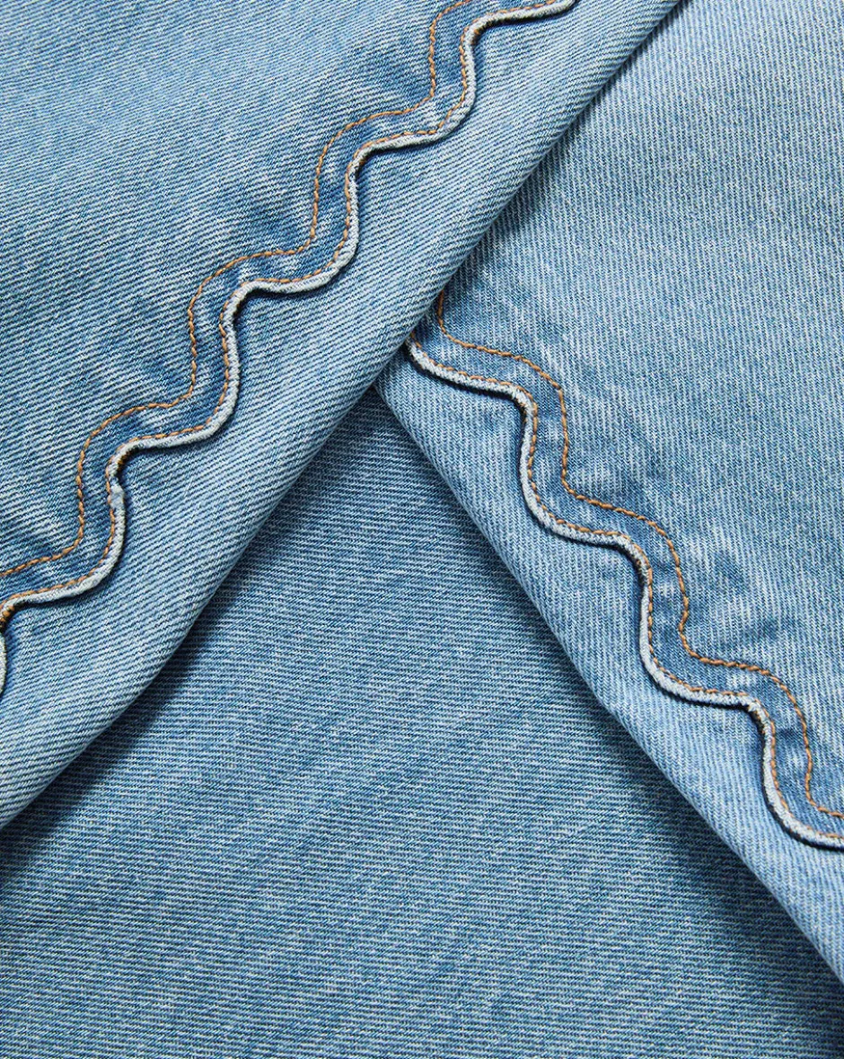 Outlet - Taylor Scalloped Cropped Wide-Leg Jean - Nova Denim | All Denim