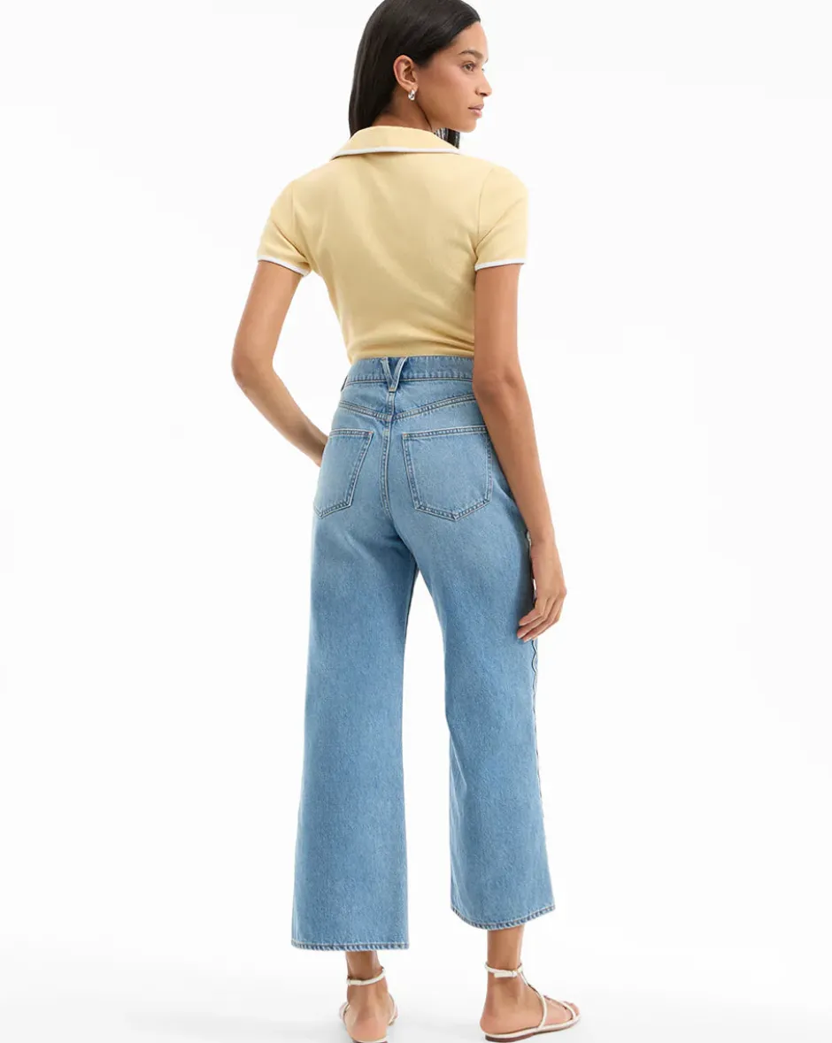 Outlet - Taylor Scalloped Cropped Wide-Leg Jean - Nova Denim | All Denim