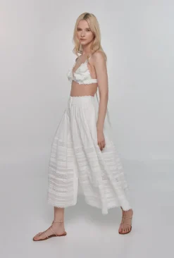 Discount - Camila Midi Skirt - White Long Skirts