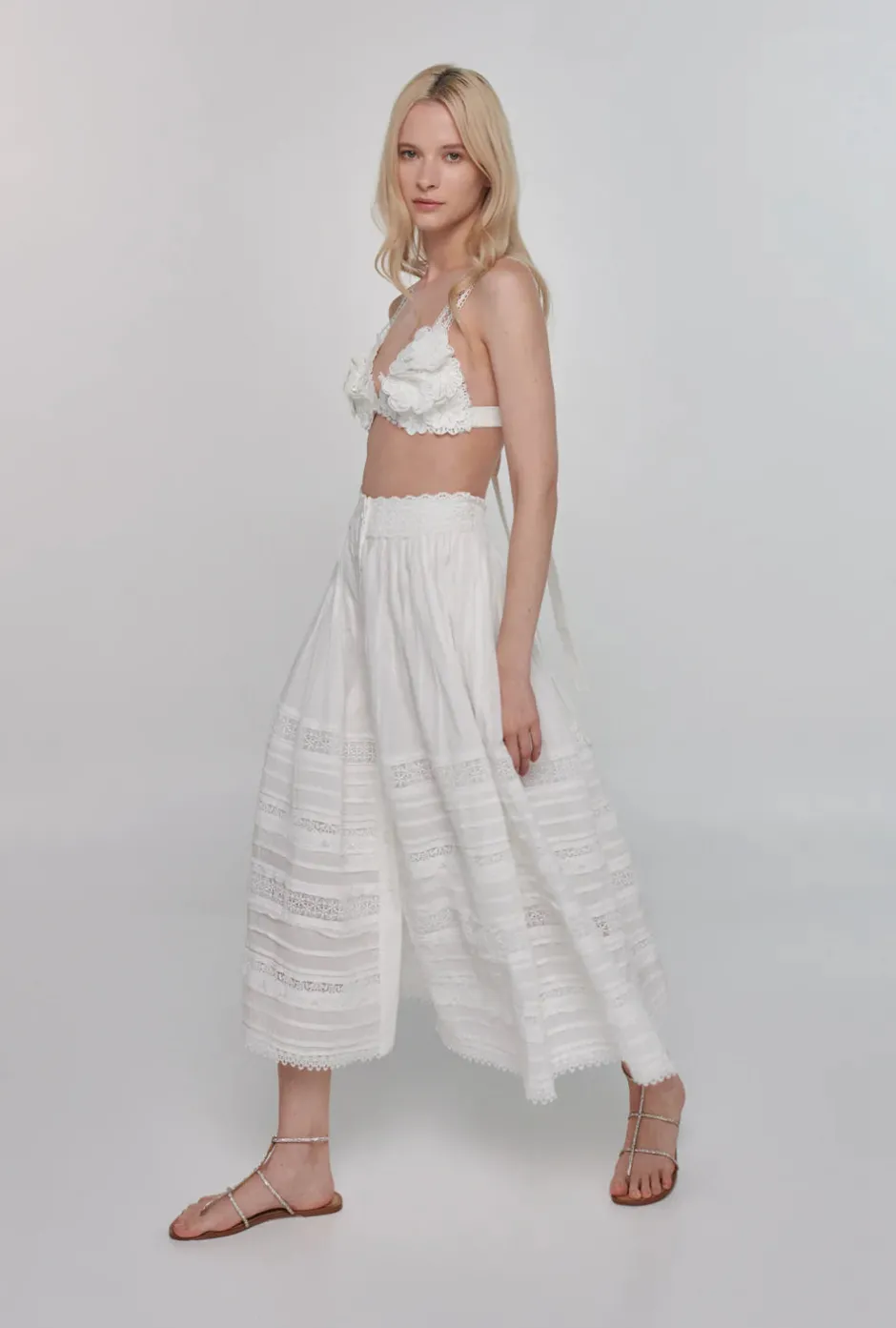 Discount - Camila Midi Skirt - White Long Skirts