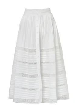 Discount - Camila Midi Skirt - White Long Skirts