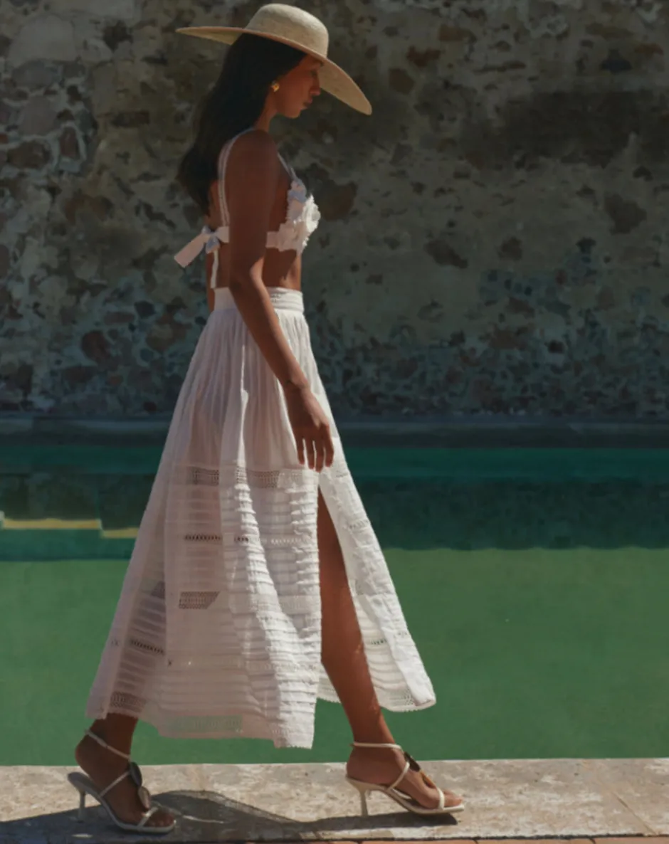 Discount - Camila Midi Skirt - White Long Skirts